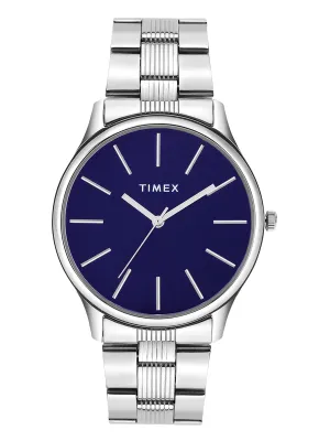 TIMEX Stainless Steel 3 Hands Men Analog Blue Dial Coloured Quartz Watch, Round Dial with 40 Mm Case Width - Twtg73Smu01