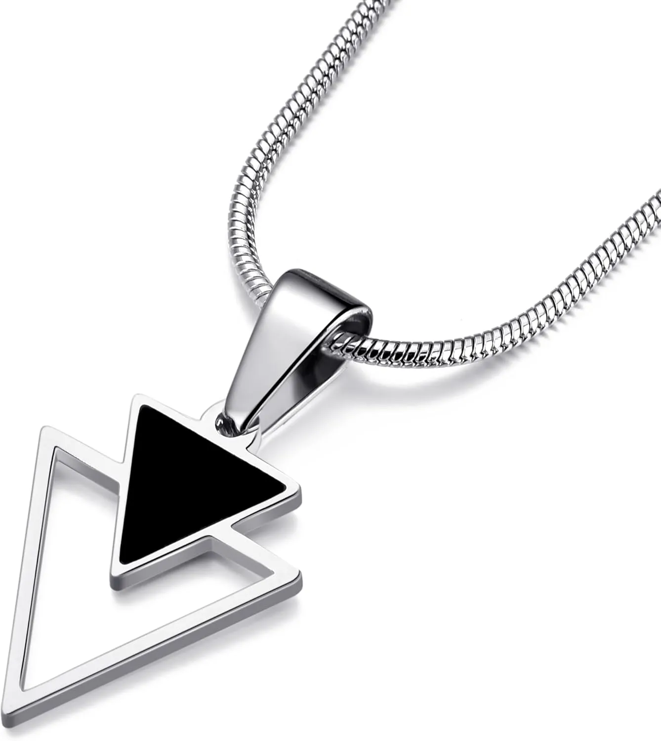 Triangle Necklace for Men and Women Geometric Pendant Necklace with 22 Inches Stainless Steel Snake Chain