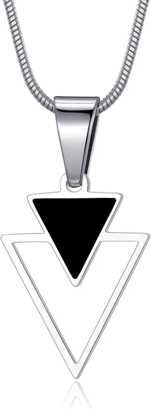 Triangle Necklace for Men and Women Geometric Pendant Necklace with 22 Inches Stainless Steel Snake Chain