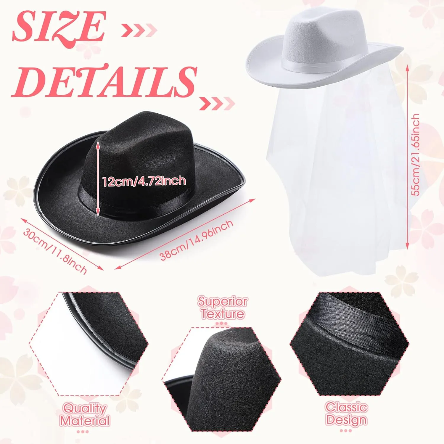 Unittype 14 Pcs Bridal Cowgirl Party Set Heart Glasses Bride Cowboy Hats for Bachelorette Party Bridal Wedding Shower