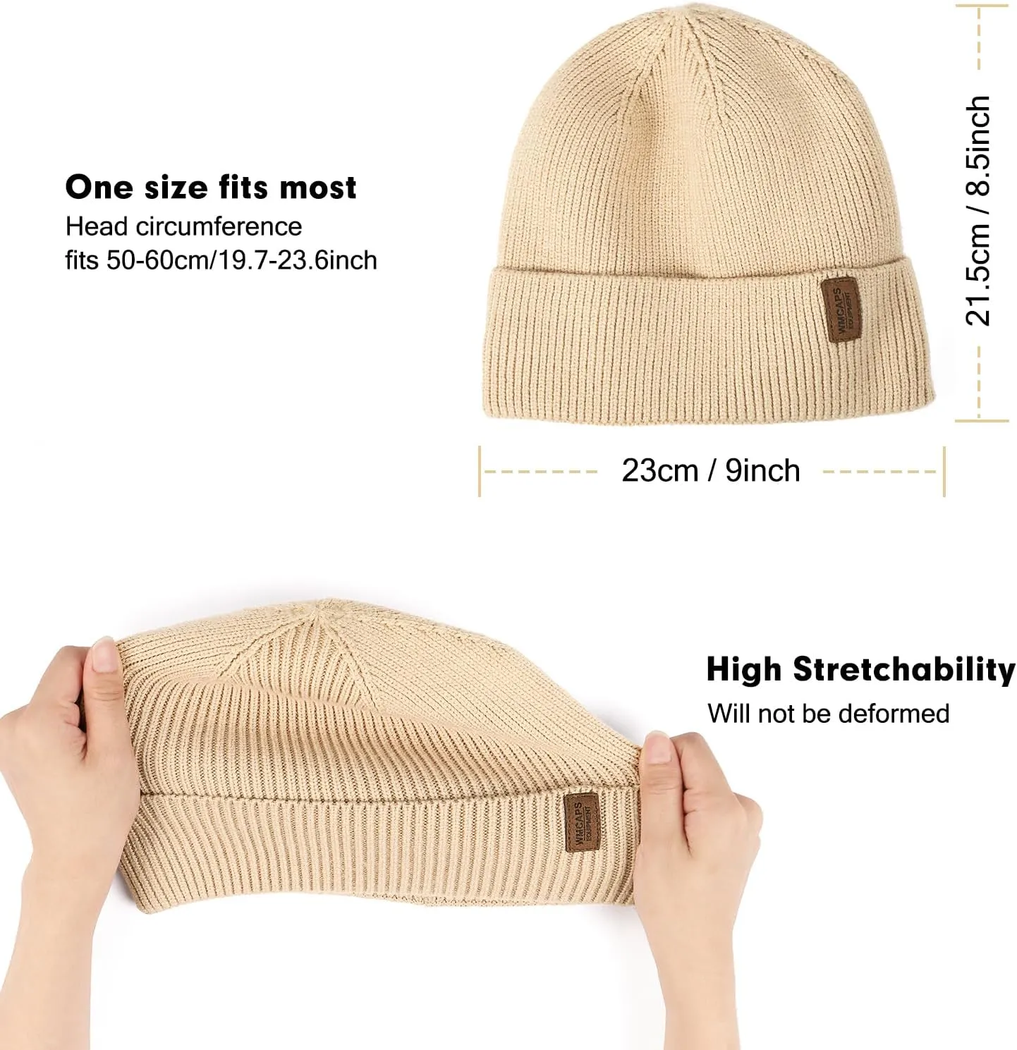 Wmcaps Winter Beanie for Men Women, Fleece Lined Beanie Soft Warm Knit Hat Ski Stocking Cuffed Cap
