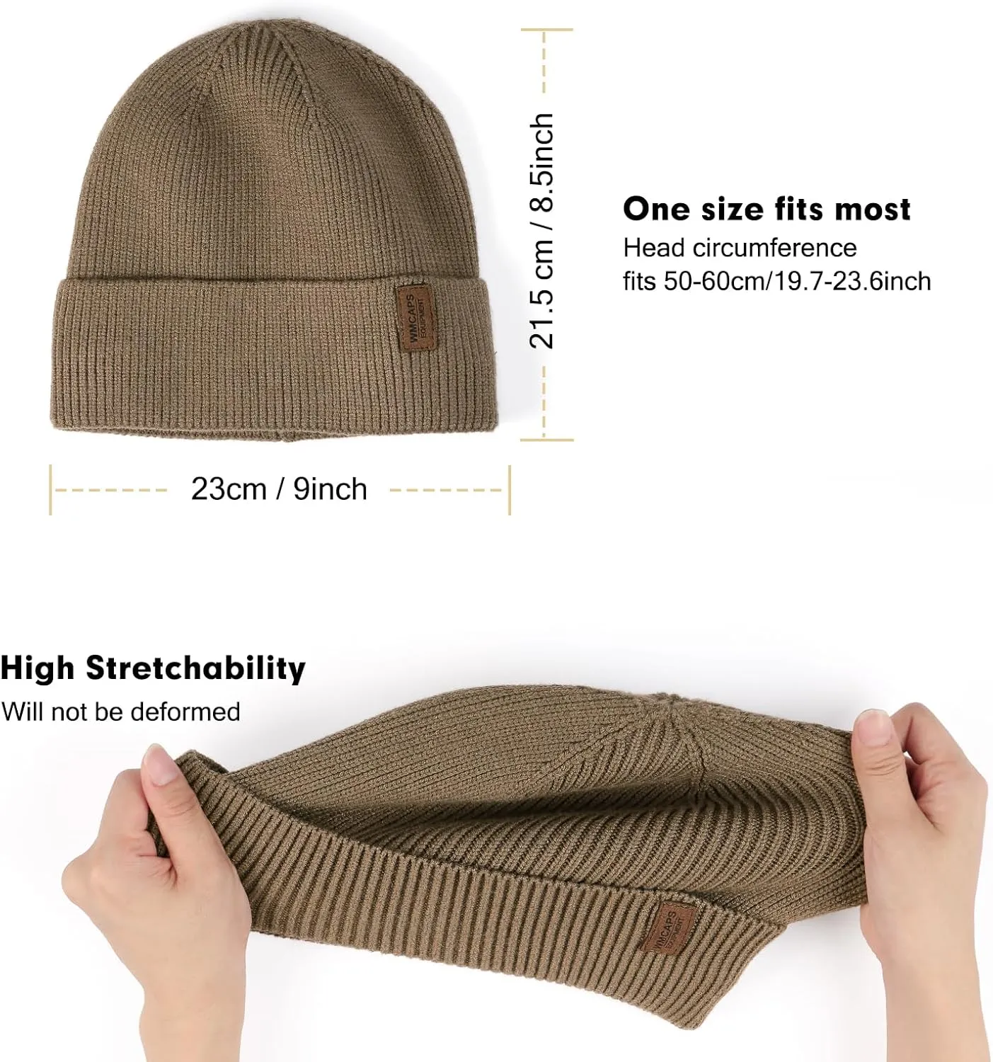 Wmcaps Winter Beanie for Men Women, Fleece Lined Beanie Soft Warm Knit Hat Ski Stocking Cuffed Cap