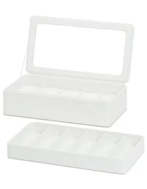 WOLF Smart Storage 6 Piece Watch Box - Strap Tray - White - Charging Station