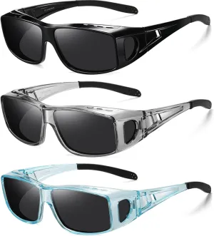 Wzerry Polarized Sunglasses Fit Over Glasses, UV Protection Wrap-Around for Men Women, Driving and Outdoor Activities