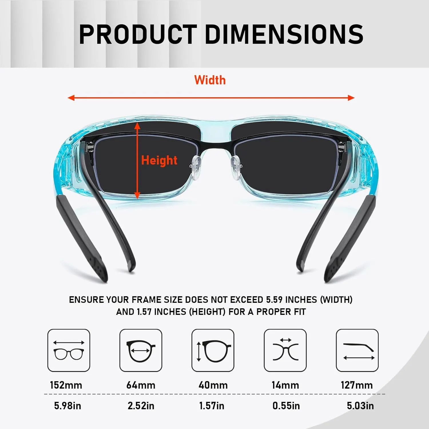 Wzerry Polarized Sunglasses Fit Over Glasses, UV Protection Wrap-Around for Men Women, Driving and Outdoor Activities