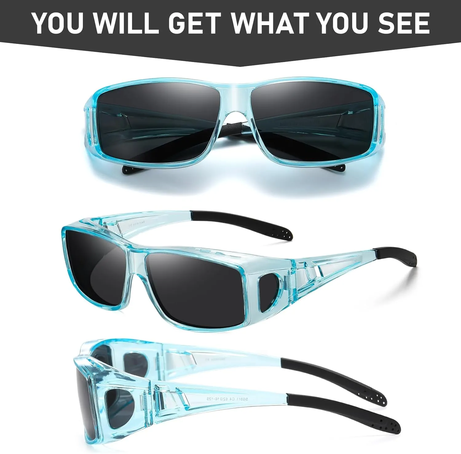 Wzerry Polarized Sunglasses Fit Over Glasses, UV Protection Wrap-Around for Men Women, Driving and Outdoor Activities