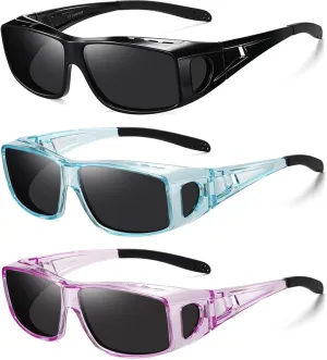 Wzerry Polarized Sunglasses Fit Over Glasses, UV Protection Wrap-Around for Men Women, Driving and Outdoor Activities