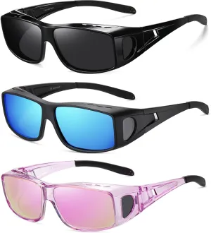Wzerry Polarized Sunglasses Fit Over Glasses, UV Protection Wrap-Around for Men Women, Driving and Outdoor Activities