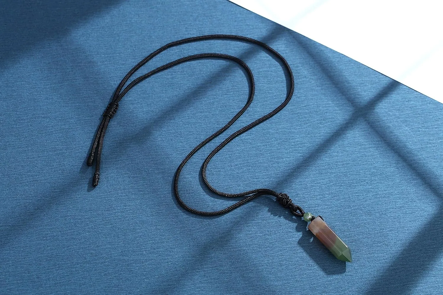XIANNVXI Crystal Necklace for Men Women Adjustable Rope Hexagonal Point Healing Crystal Natural Stone Pendant Necklaces Gemstone Jewelry