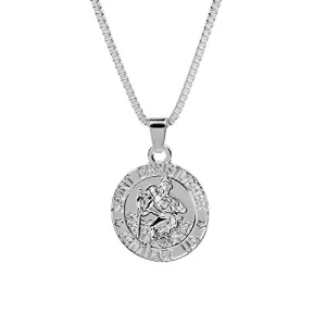YALLNASL Saint Christopher Medal Necklace for Men Women St. Christopher Necklace for Women Men Silver St Christopher Medal Saint Christopher Necklaces for Women Men Christopher Gift