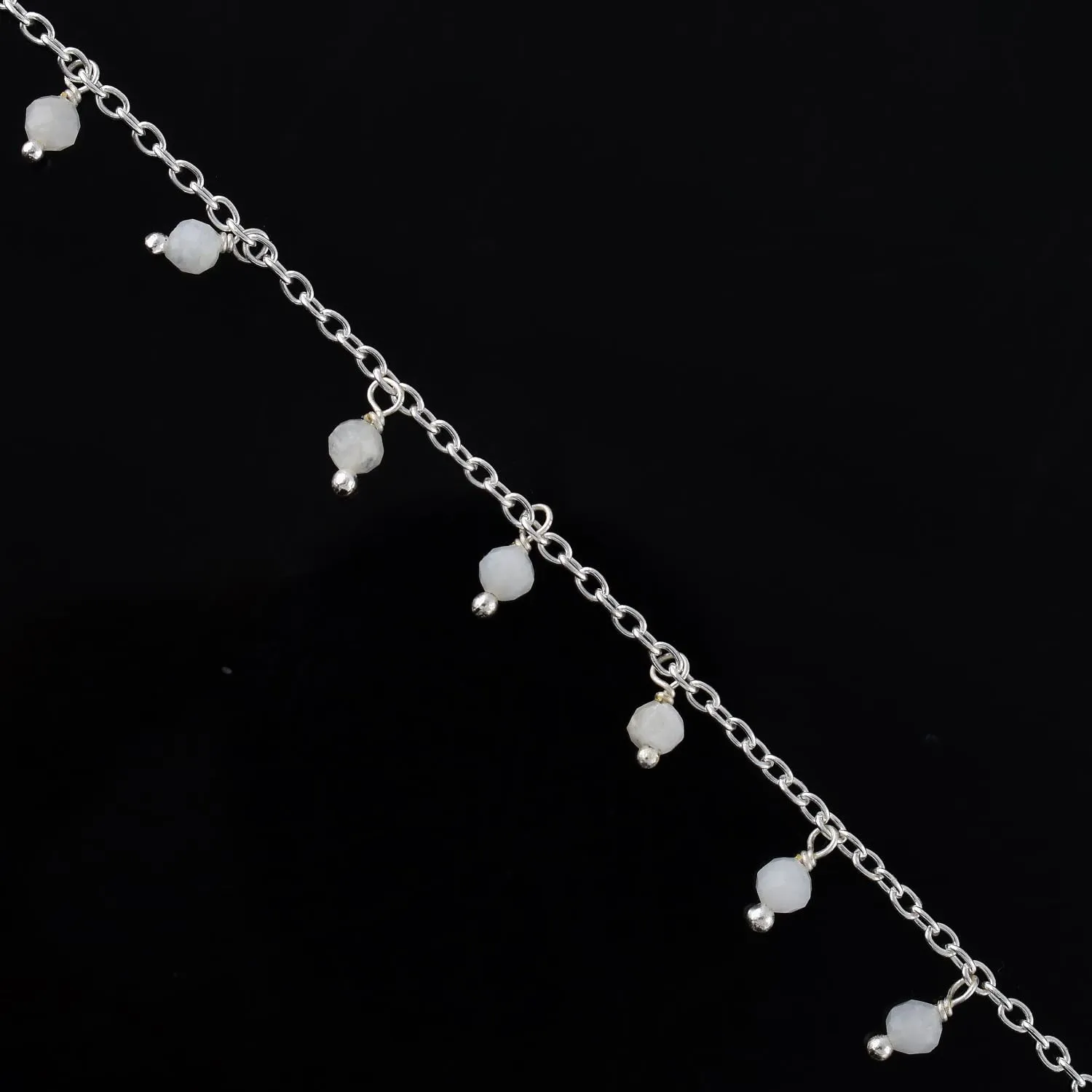 Yanara Rainbow Moonstone Anklets For Women Ankle Bracelets for Her June Birthstone Silver Plated Jewelry 8.5?? 1.5?? inch Crystals and Healing Stones Gemstones, Birthday Gifts For Women