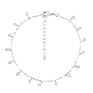 Yanara Rainbow Moonstone Anklets For Women Ankle Bracelets for Her June Birthstone Silver Plated Jewelry 8.5?? 1.5?? inch Crystals and Healing Stones Gemstones, Birthday Gifts For Women