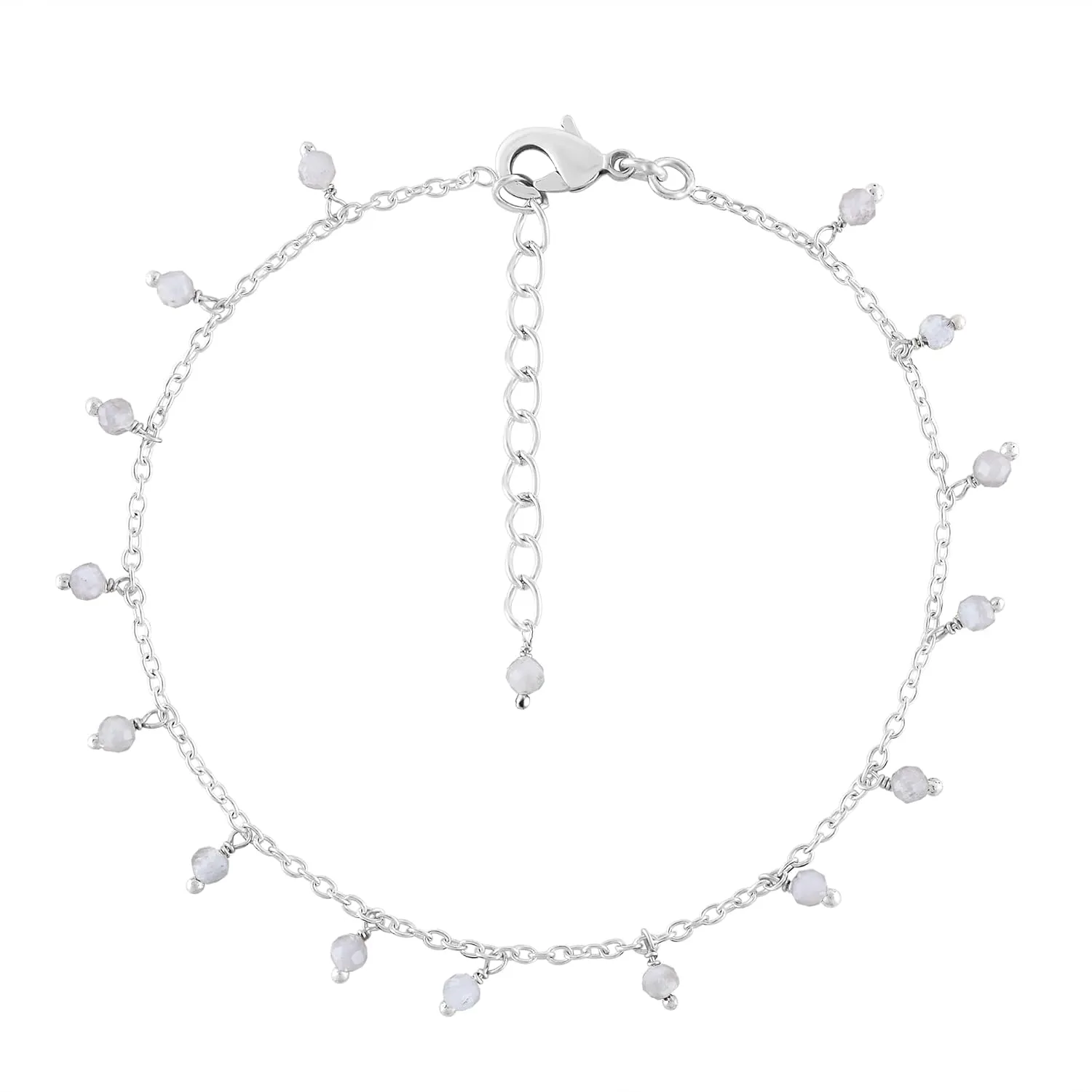 Yanara Rainbow Moonstone Anklets For Women Ankle Bracelets for Her June Birthstone Silver Plated Jewelry 8.5?? 1.5?? inch Crystals and Healing Stones Gemstones, Birthday Gifts For Women