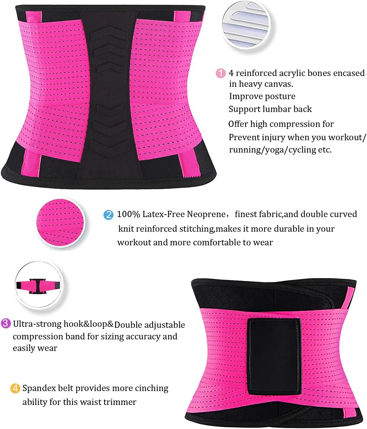 YIANNA Waist Trainer Belt for Women Waist Trimmer Weight Loss Workout Fitness Back Support Belts