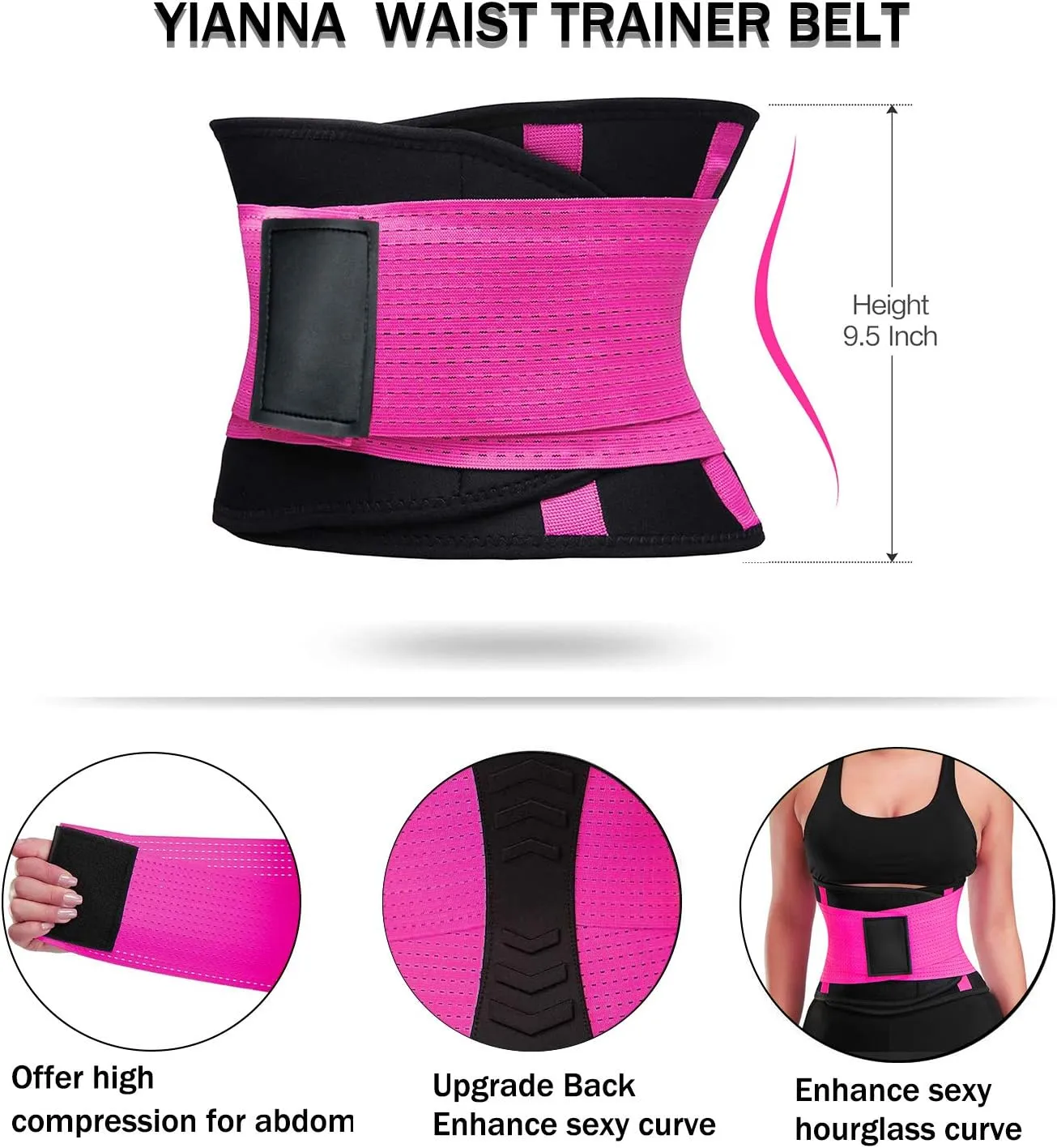 YIANNA Waist Trainer Belt for Women Waist Trimmer Weight Loss Workout Fitness Back Support Belts