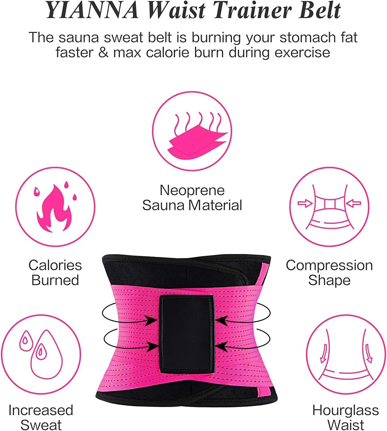YIANNA Waist Trainer Belt for Women Waist Trimmer Weight Loss Workout Fitness Back Support Belts