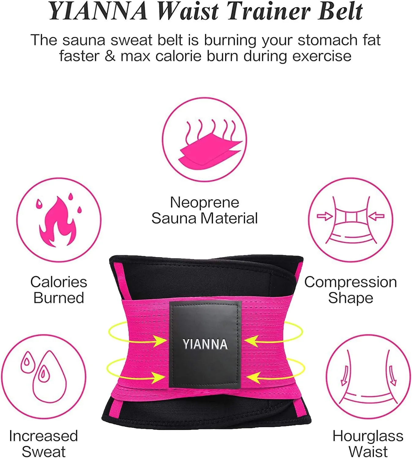 YIANNA Waist Trainer Belt for Women Waist Trimmer Weight Loss Workout Fitness Back Support Belts