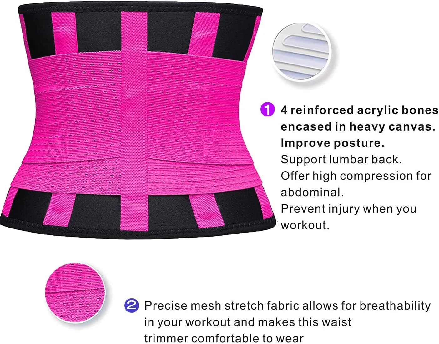 YIANNA Waist Trainer Belt for Women Waist Trimmer Weight Loss Workout Fitness Back Support Belts